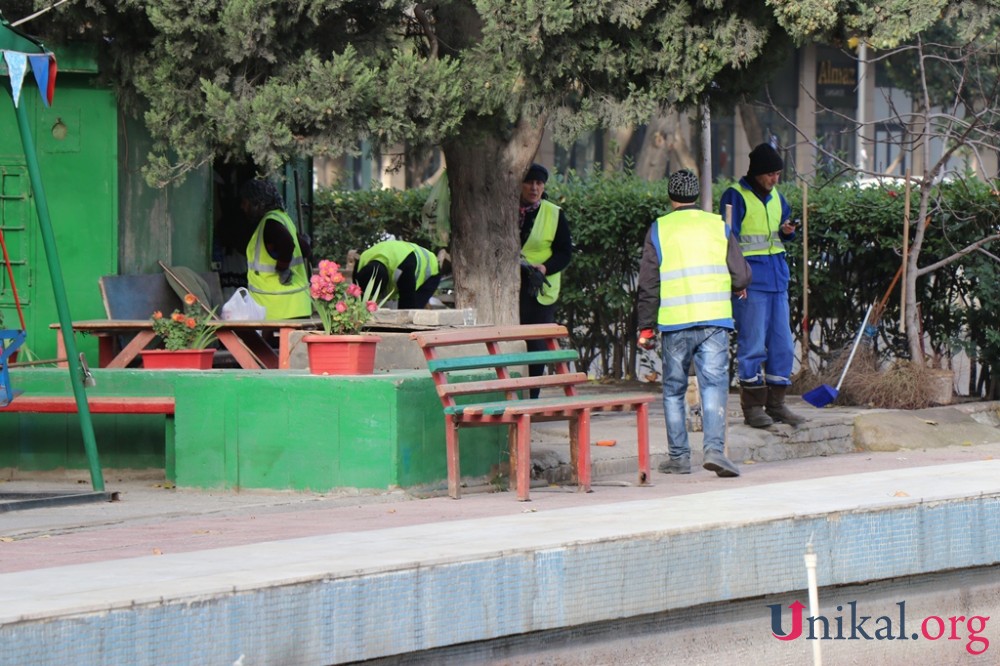 "Atatürk" parkında yenidənqurma işlərinə başlanıldı - FOTOLAR