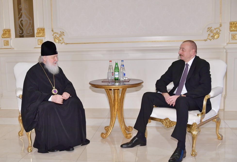 İlham Əliyev Patriarx Kirillə görüşüb - FOTO