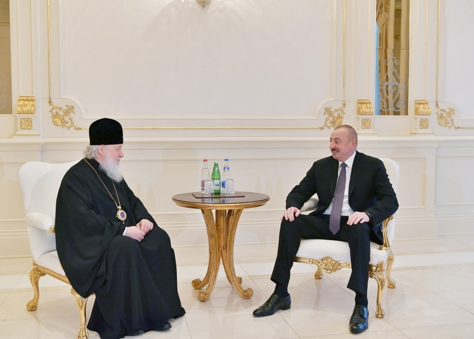 İlham Əliyev Patriarx Kirillə görüşüb - FOTO