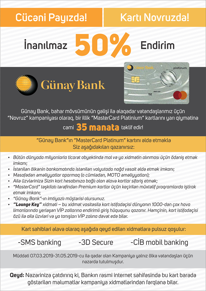 Novruz bayramı bitsə də, kampaniyalar bitmir - “Günay Bank”da