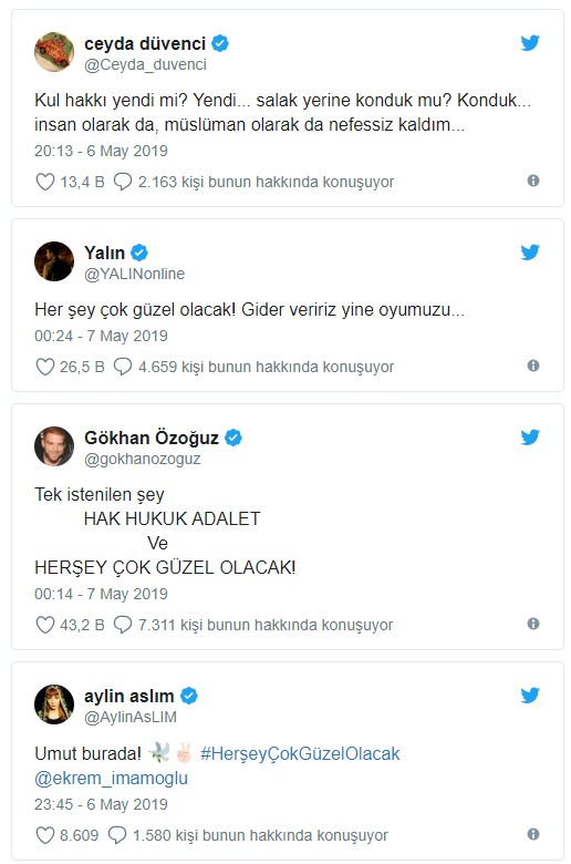 Məşhurlar İmamoğluna belə dəstək oldu -  FOTO