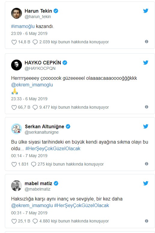 Məşhurlar İmamoğluna belə dəstək oldu -  FOTO