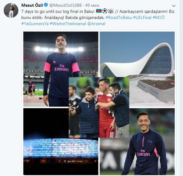 Mesut Özildən maraqlı paylaşım: “Azərbaycanlı qardaşlarım!”