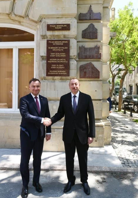 İlham Əliyev polşalı həmkarı ilə açılışda - FOTOLAR
