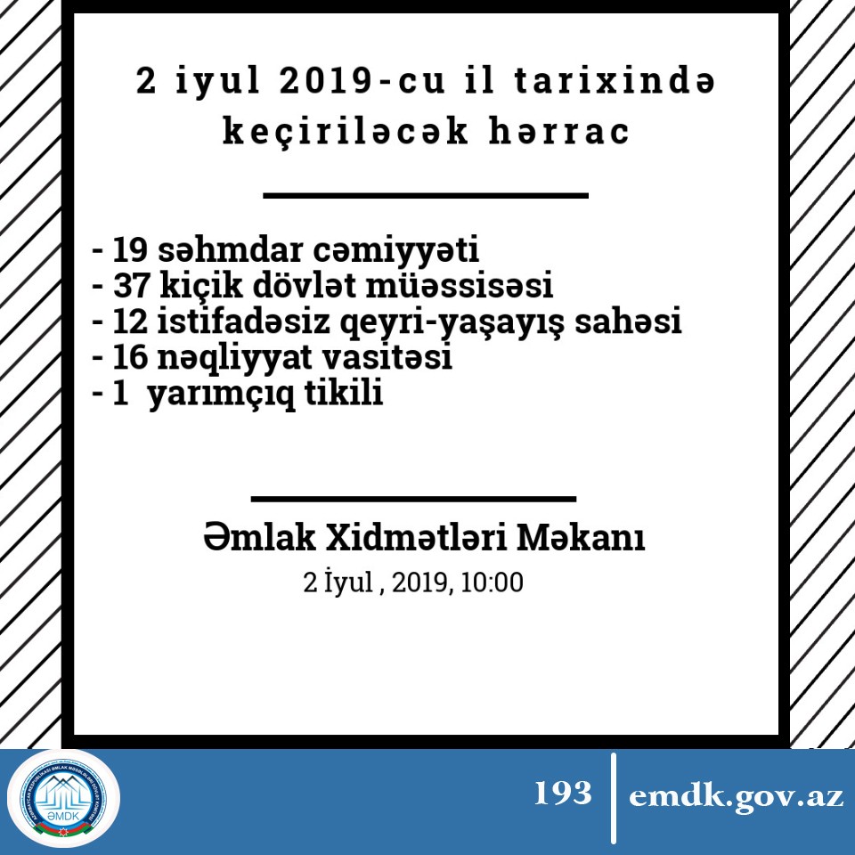 Hərraca 85 əmlak çıxarıldı 