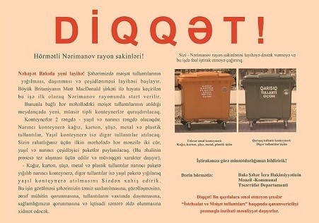 Bakıda mənzilərə zibil paketəri paylanıldı - FOTOLAR