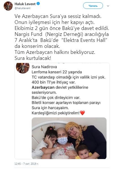 Haluk Leventin çağırışına cavab gəldi - Bakıda onun üçün konsert verəcək