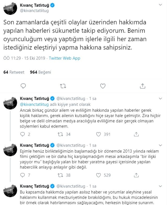 Kıvanc Tatlıtuğdan xəyanət açıqlaması 
