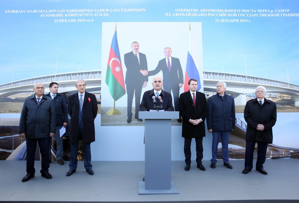 Samur çayı üzərindəki yeni avtomobil körpüsü istifadəyə verildi - FOTOLAR