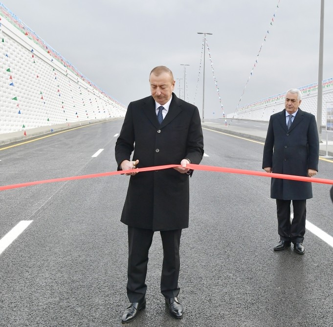 İlham Əliyev Pirşağıda avtomobil tunelinin açılışında - FOTOLAR