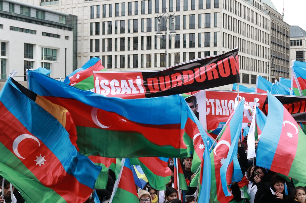 Berlində Ümumavropa Qarabağ mitinqi keçirildi - Fotolar