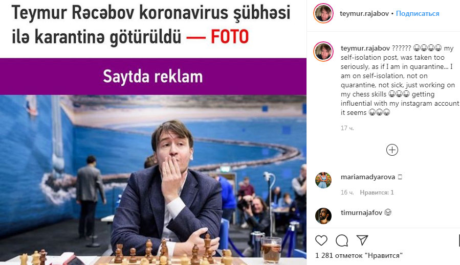 Rəcəbov özünü izolyasiya etməsinə aydınlıq gətirdi 
