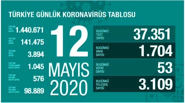 Türkiyədə daha 53 nəfər koronavirusdan öldü - STATİSTİKA