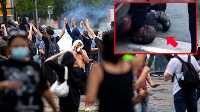 Polis qaradərili şəxsi boğaraq öldürdü, etirazlar başladı - Fotolar