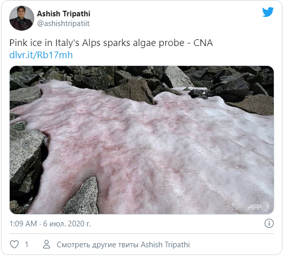 Alp dağlarında çəhrayı buzlaqlar peyda oldu - FOTO