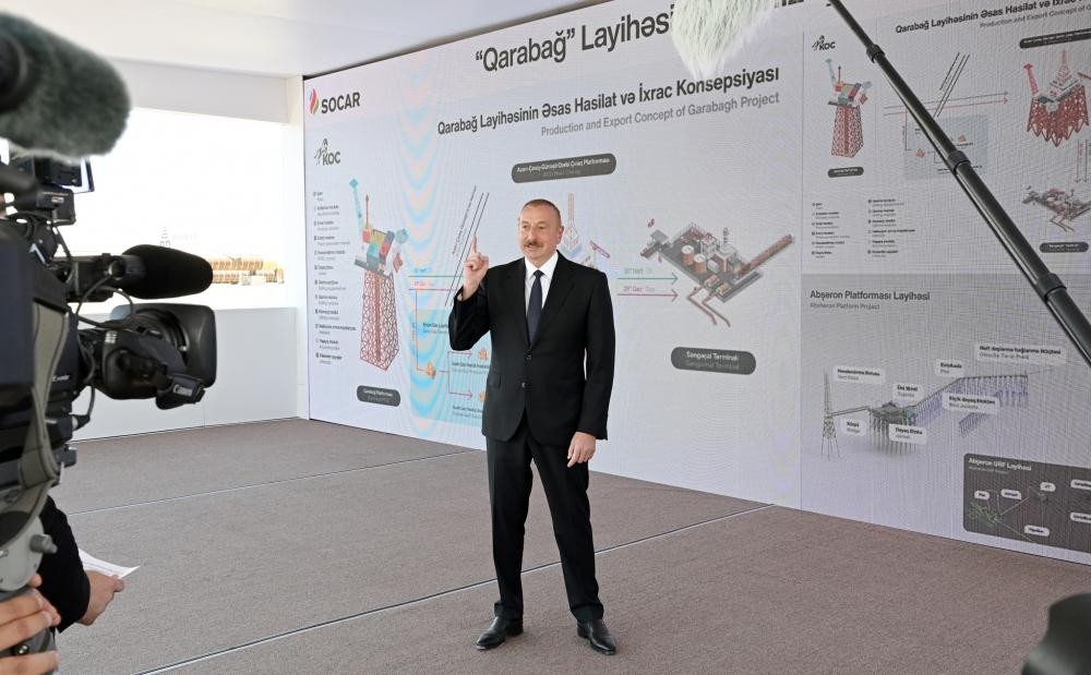 Prezident “Qarabağ” yatağının dənizə yola salınması mərasimində - FOTOLAR (YENİLƏNİB)