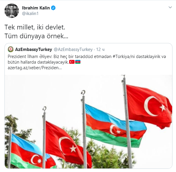 İbrahim Kalın İlham Əliyevə təşəkkür etdi