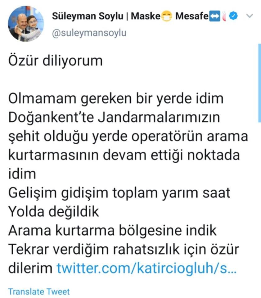 Türkiyəli nazir sosial şəbəkədə vətəndaşdan üzr istədi - FOTO