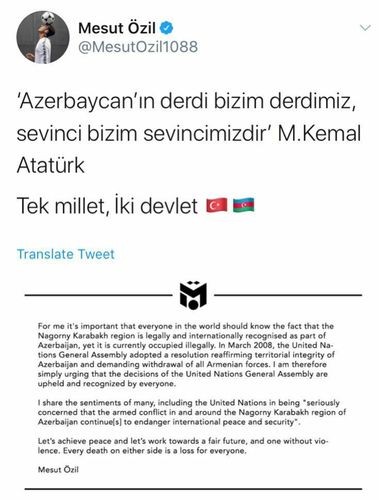 “Arsenal”ın futbolçusundan Azərbaycana dəstək - FOTO