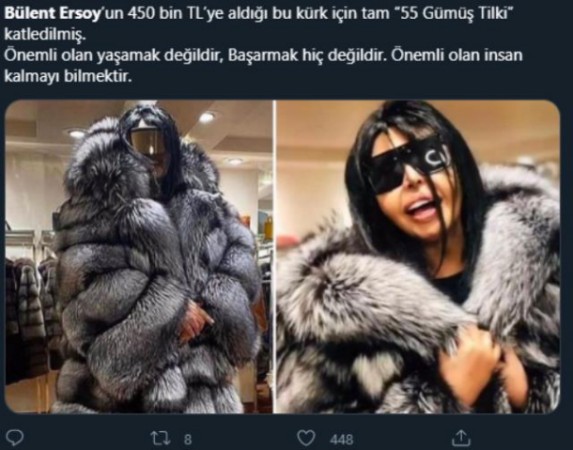 Bülənt Ərsoyun 55 tülkünün dərisindən hazırlanan xəzi tənqid olundu - FOTO