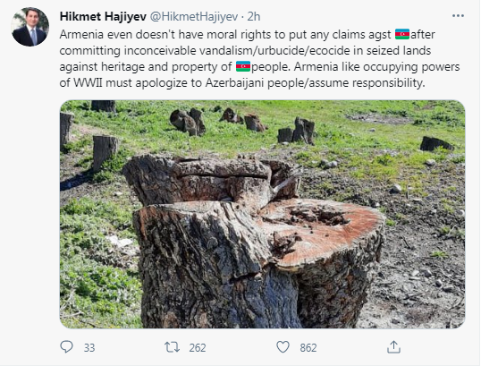 Ermənistan Azərbaycan xalqından üzr istəməlidir - Hikmət Hacıyev