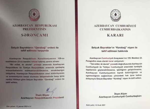 Prezident Selçuk Bayraktarı ordenlə təltif etdi - FOTOLAR