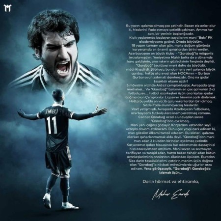 Mahir Emreli "Qarabağ"la vidalaşdı