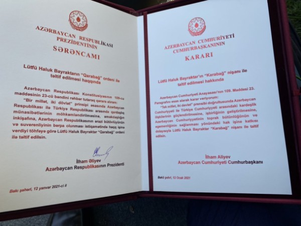 İlham Əliyev Haluk Bayraktarı “Qarabağ” ordeni ilə təltif edib - FOTO