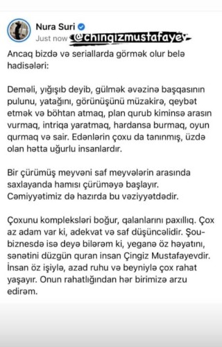 "Şou-biznesdə işini düzgün quran insan təkcə odur" - Nura Suri