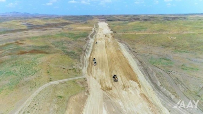 Füzuli-Ağdam avtomobil yolu sürətlə inşa edilir - FOTOLAR