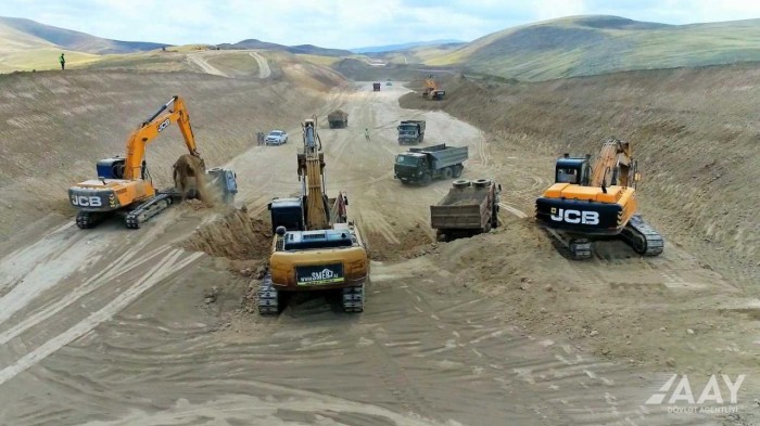 Füzuli-Ağdam avtomobil yolu sürətlə inşa edilir - FOTOLAR