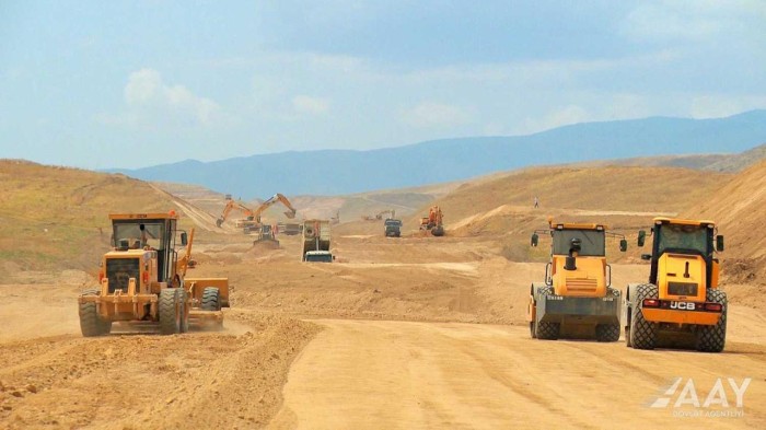 Füzuli-Ağdam avtomobil yolu sürətlə inşa edilir - FOTOLAR