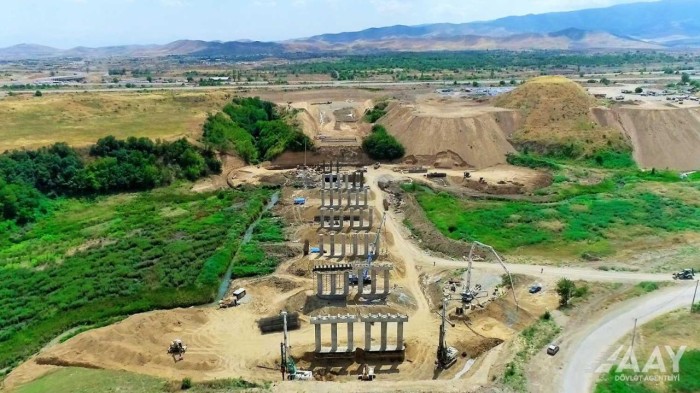 Füzuli-Ağdam avtomobil yolu sürətlə inşa edilir - FOTOLAR