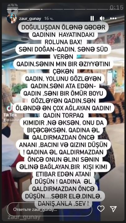 "Qadın torpaq kimidir, nə əksən, onu da biçəcəksən" - Zaur