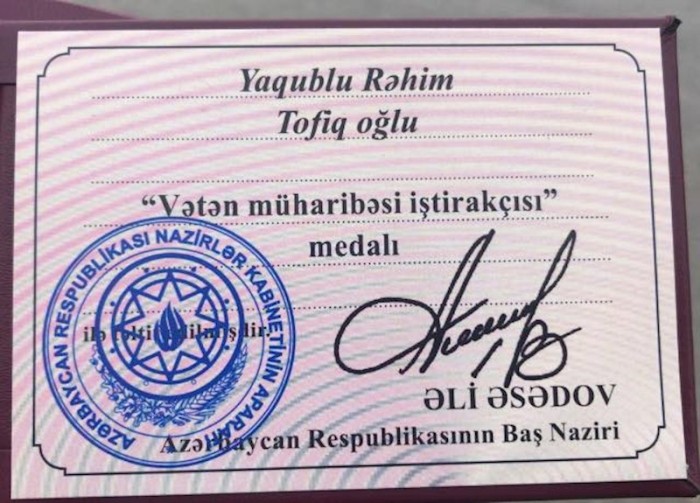 Baş nazir Tofiq Yaqublunun oğluna medal verdi - FOTOLAR