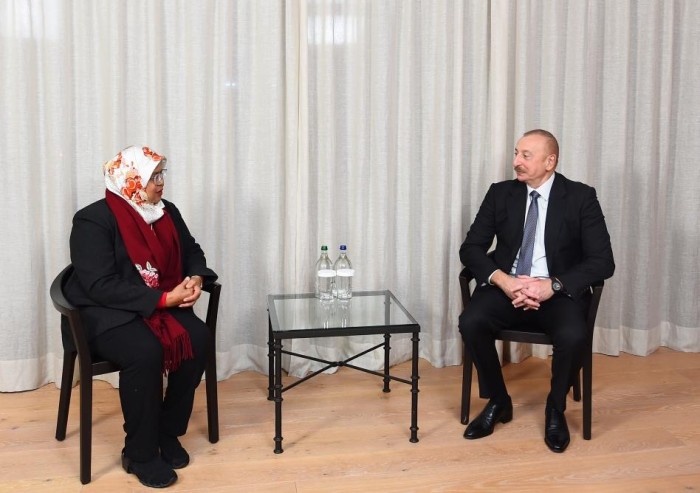 İlham Əliyev Davosda BMT rəsmisi ilə görüşdü - YENİLƏNİB (FOTO)