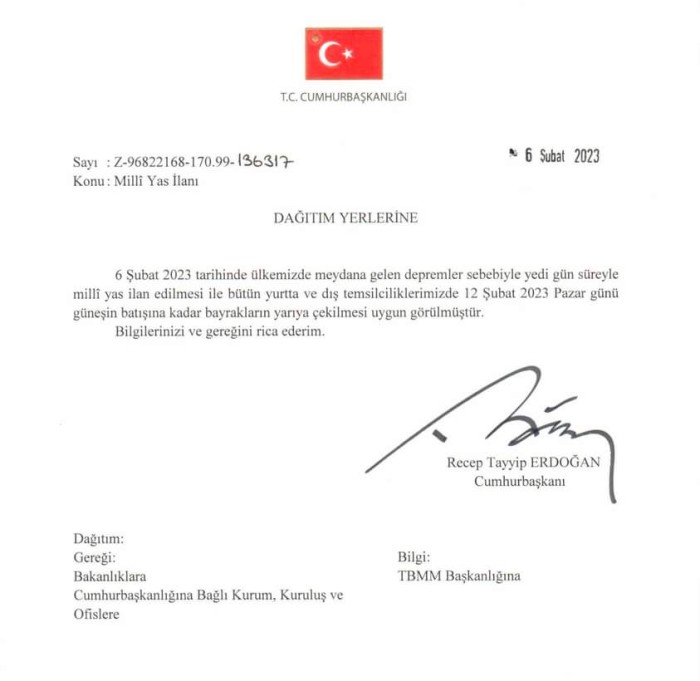 Türkiyədə 7 günlük matəm elan EDİLDİ