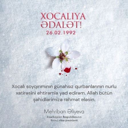 Mehriban Əliyevadan Xocalı soyqırımının ildönümü ilə bağlı PAYLAŞIM - FOTO