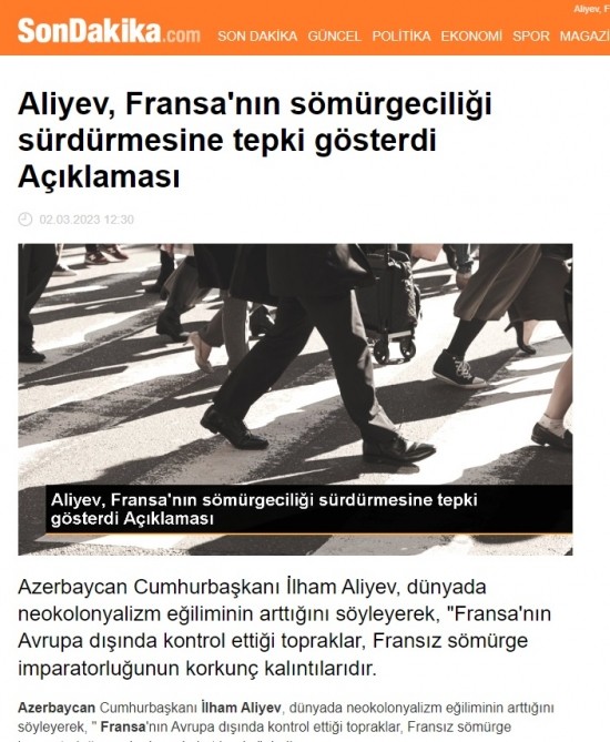 İlham Əliyevin Fransa ilə bağlı çıxışı Türkiyə KİV-lərində