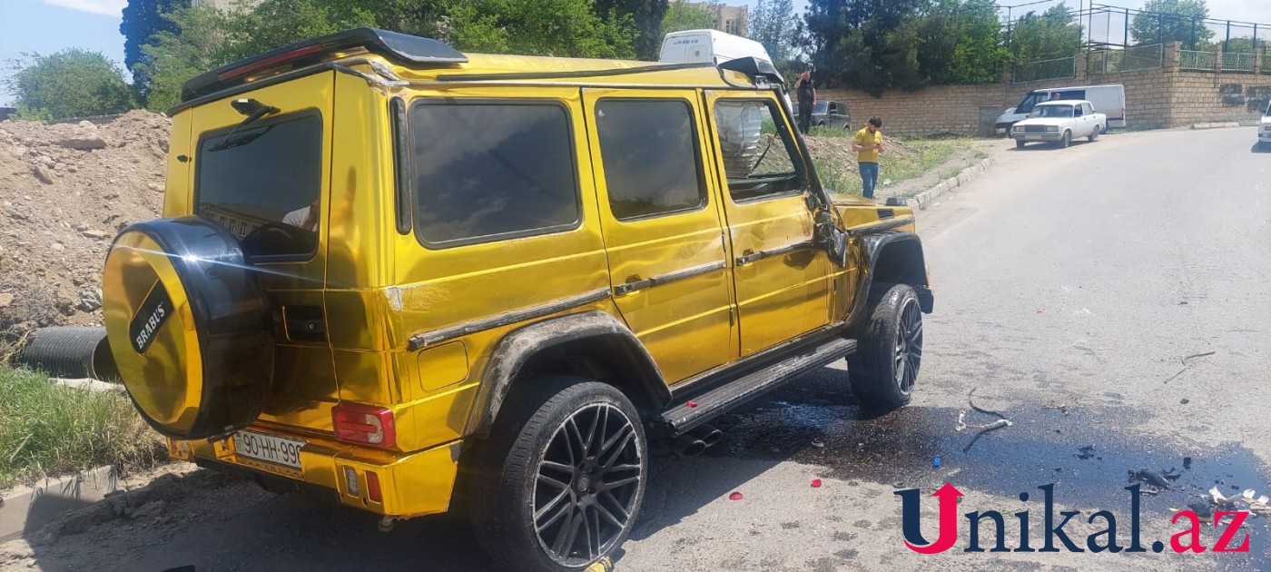 Xanım sürücü "Gelandewagen”lə qəza törətdi - FOTOLAR (YENİLƏNİB)