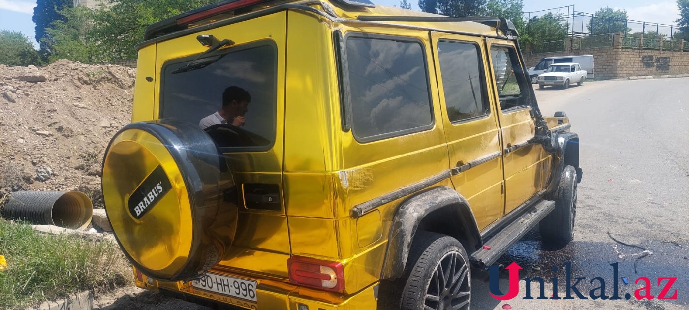 Xanım sürücü "Gelandewagen”lə qəza törətdi - FOTOLAR (YENİLƏNİB)