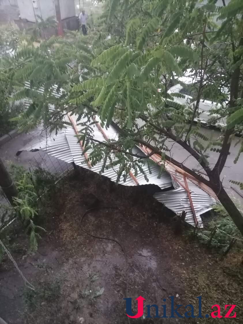 Külək Ucarda binaların damlarını uçurdu - FOTO