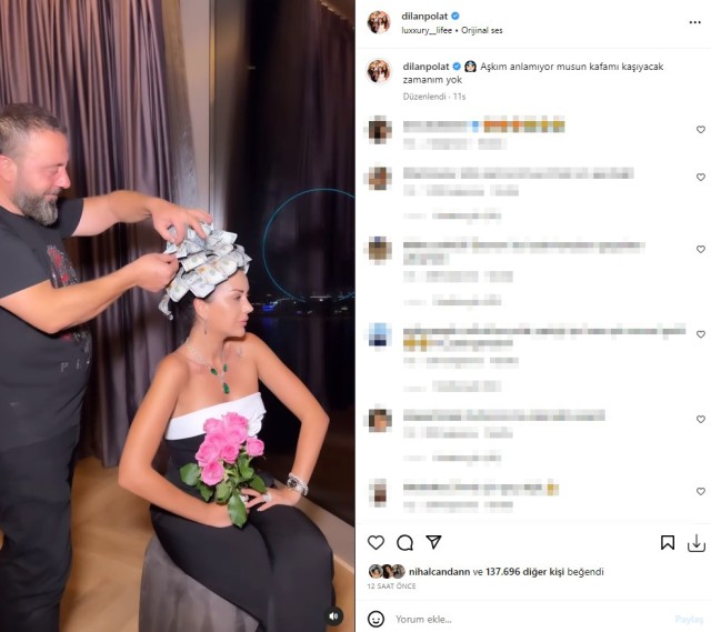 Başını dollarla bəzədi, tənqid olundu - VİDEO