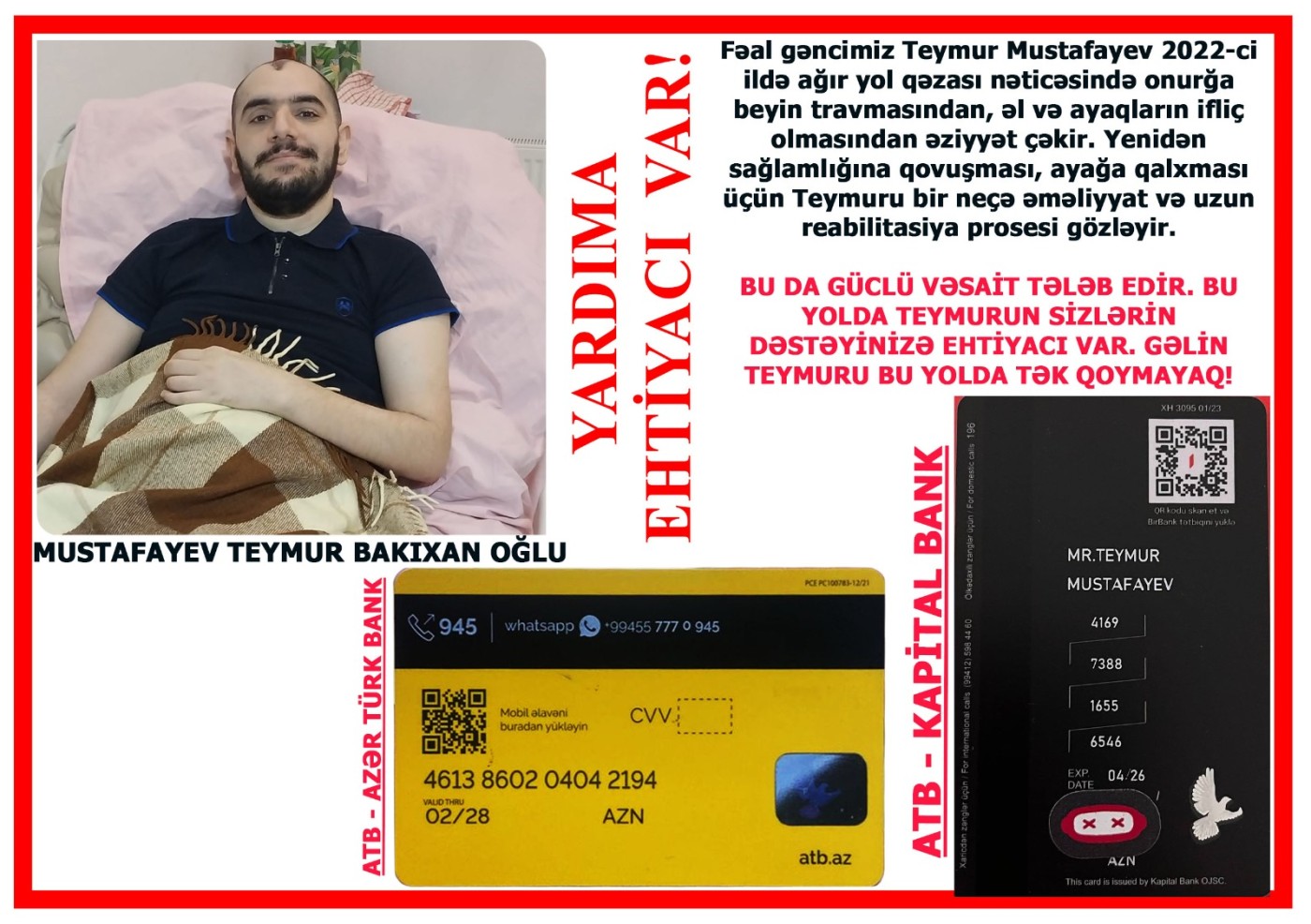 Teymur əminin iflic olan nəvəsi kömək istəyir - FOTO
