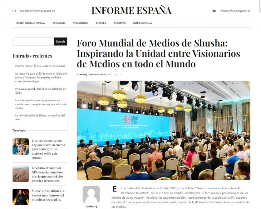 Prezidentin Şuşa Qlobal Media Forumundakı çıxışı dünya mediasında - FOTOLAR