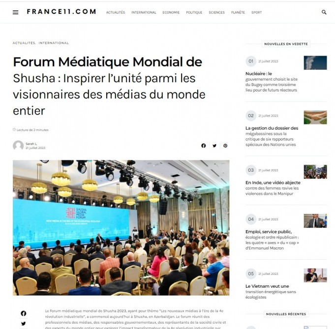 Prezidentin Şuşa Qlobal Media Forumundakı çıxışı dünya mediasında - FOTOLAR