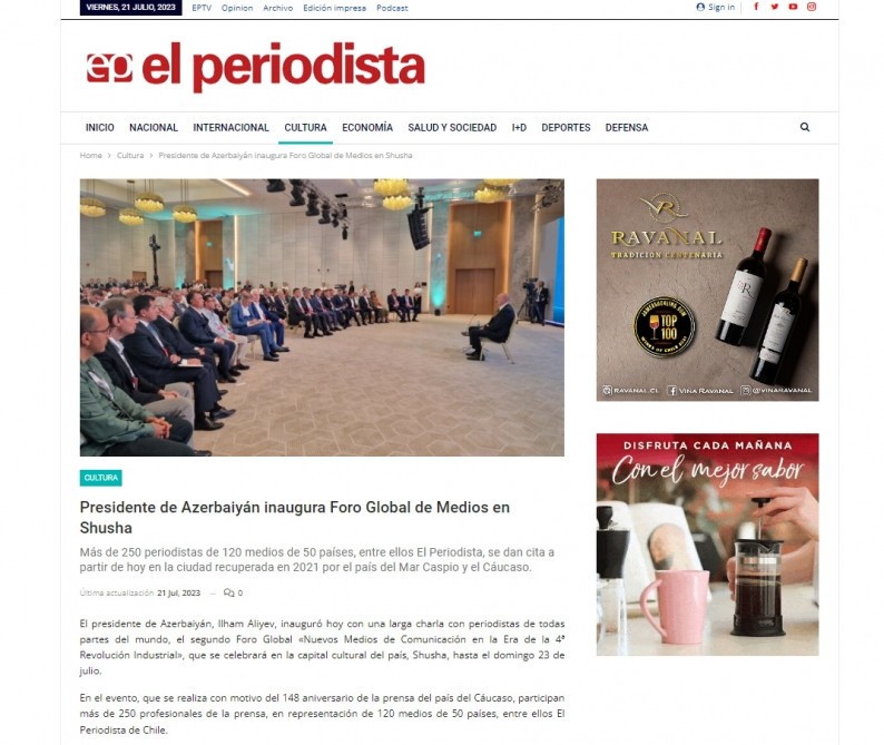 Prezidentin Şuşa Qlobal Media Forumundakı çıxışı dünya mediasında - FOTOLAR