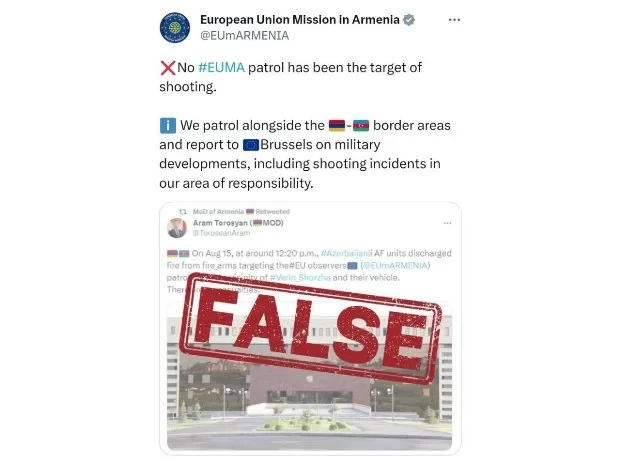Aİ-nin müşahidə missiyası da Ermənistanın məlumatını təkzib etdi - FOTO