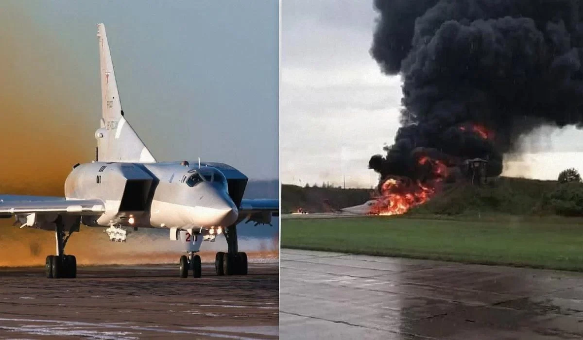 Rusiyanın bombardmançı təyyarəsi YANDI - FOTO