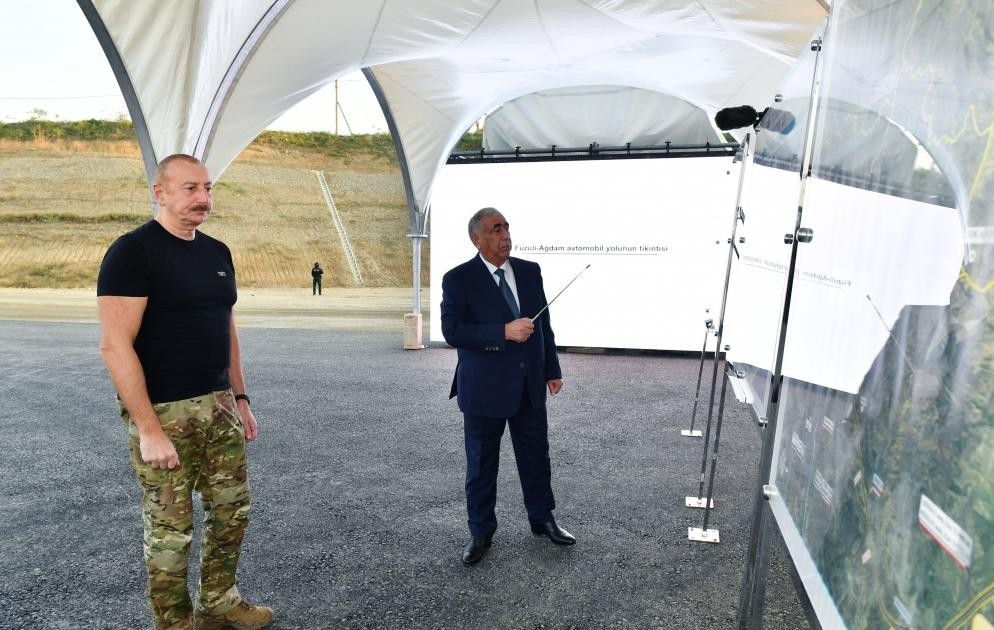 Ölkə lideri Ağdam-Füzuli avtomobil yolunun tikintisi ilə tanış olub - YENİLƏNİB (FOTOLAR)